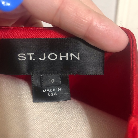 ST. JOHN Black Liquid Satin & Boucle Knit Dress - Picture 10 of 10